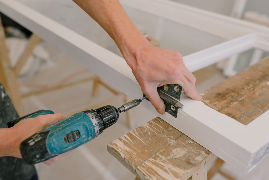 Cabinetry installation detail, premium custom cabinets