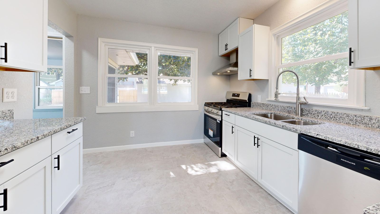 Modern kitchen with granite countertops